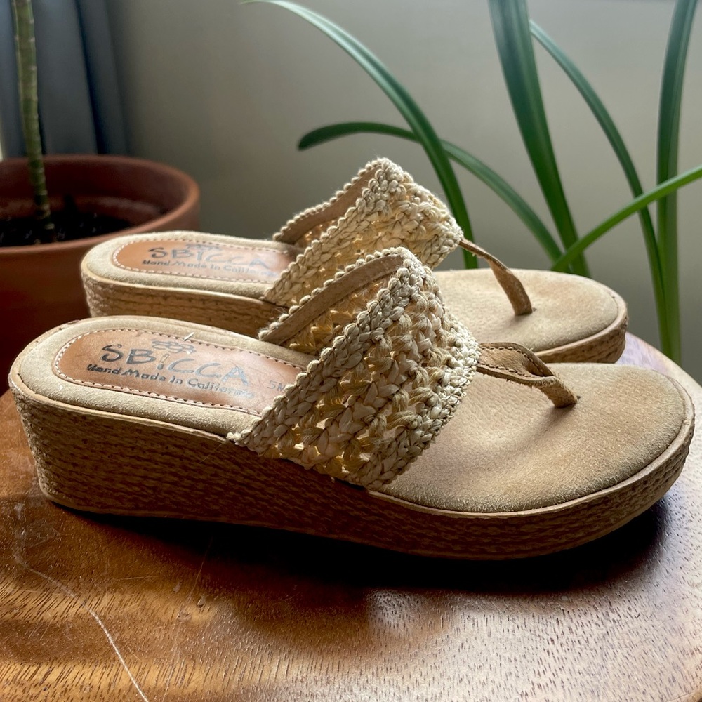 Woven cream platform sandal
